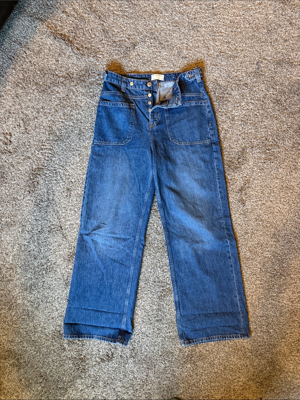 Free People Wide Leg cinch waist jeans